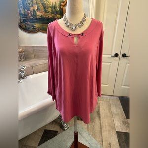 N Touch Pink Gorgeous Fun Shirt with Cute Cutouts and Sleeves Easy Breezy